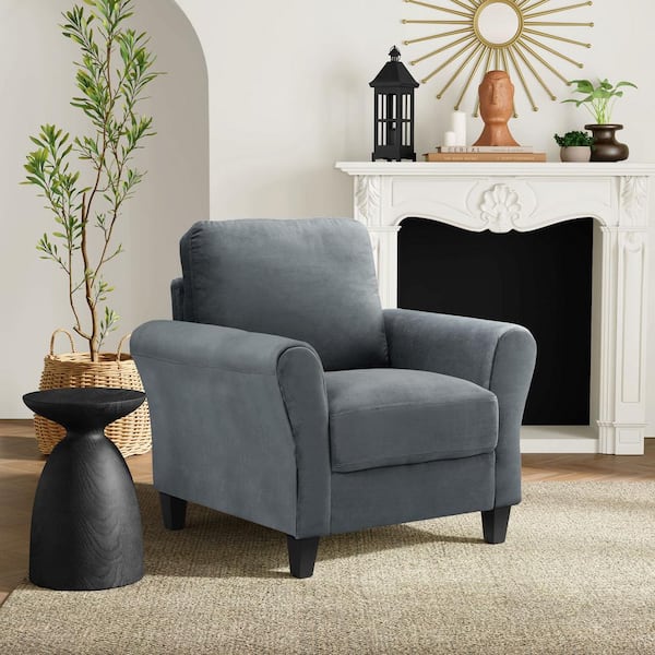 Lifestyle Solutions Wesley Dark Grey Microfiber with Round Arm Chair