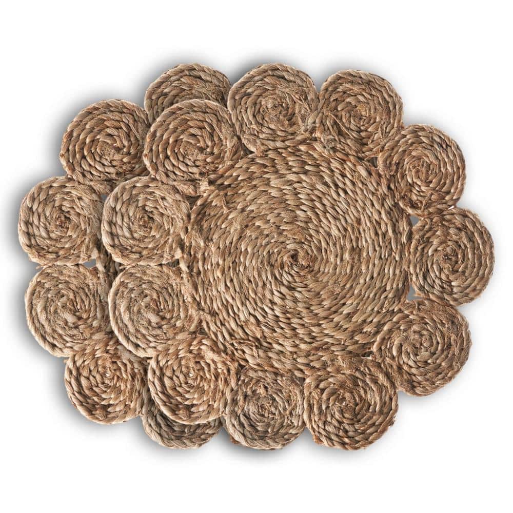 Rustic Natural Tan 15 in. Sunshine Round Organic Jute Placemat (Set of 2)