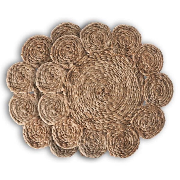 Unbranded Rustic Natural Tan 15 in. Sunshine Round Organic Jute Placemat (Set of 2)
