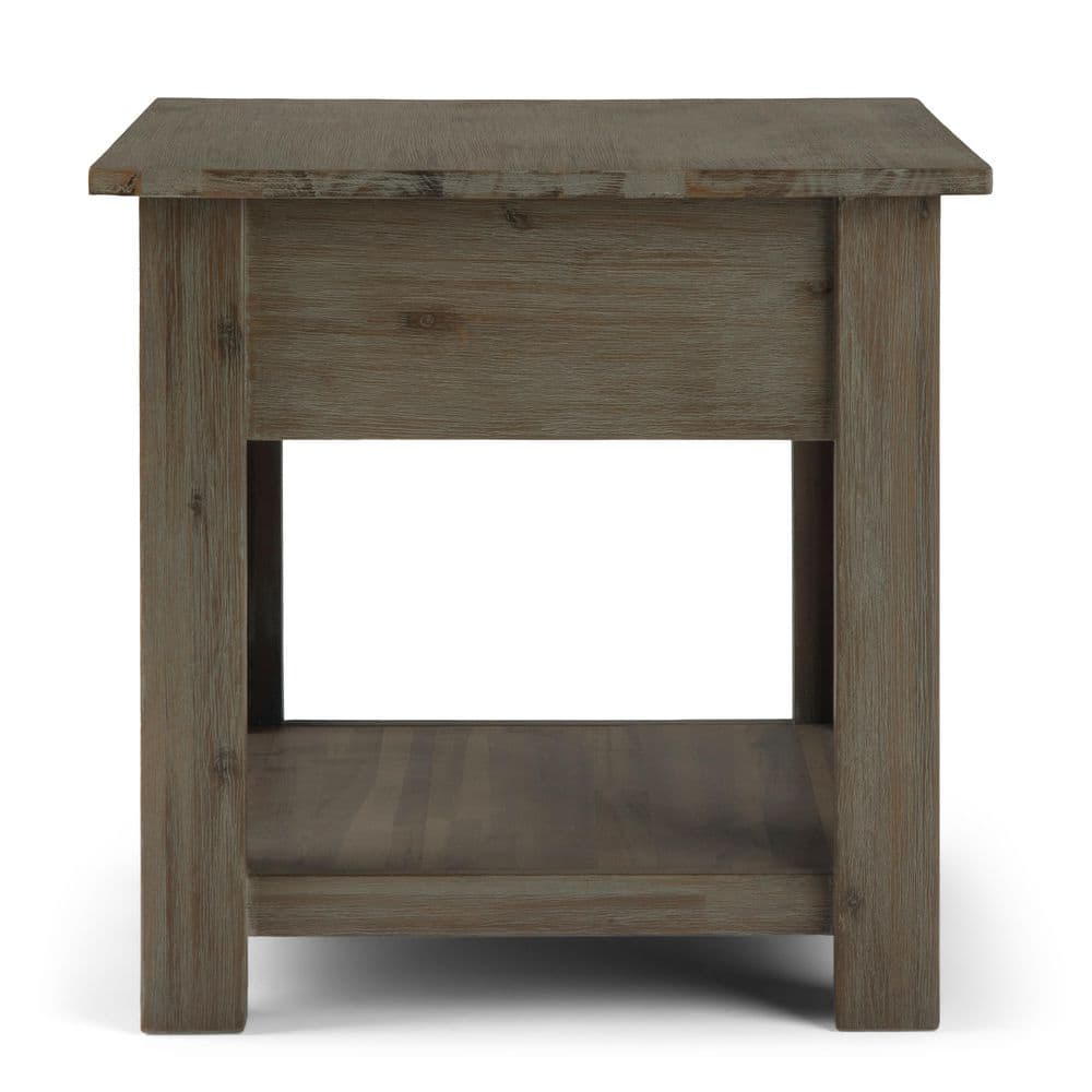 Monroe Solid Acacia Wood 22 in. Wide Square Rustic End Side Table in Distressed Charcoal Brown - thumbnail 2