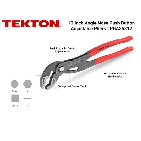 12 in. Angle Nose Push Button Adjustable Tongue and Groove Pliers