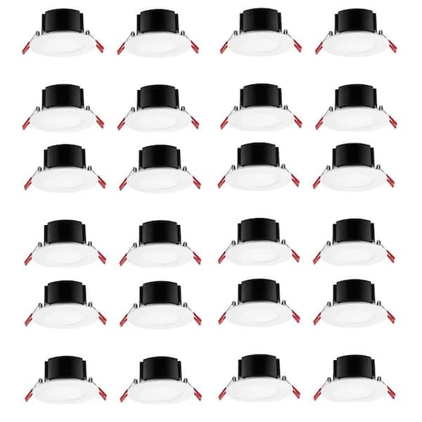 Commercial Electric Box on Top Integrated LED 4 in Round Canless Recessed Light for Kitchen Bathroom Livingroom, White Soft White 24-Pack