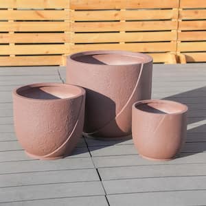 Penny Brown Smooth Cement Composite Round Cylinder Planter