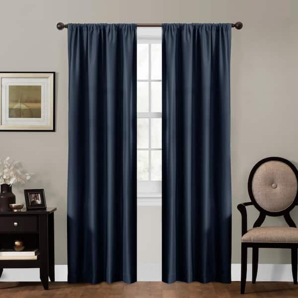 Zenna Home Navy Jacquard Thermal Blackout Curtain - 50 in. W x 84 in. L