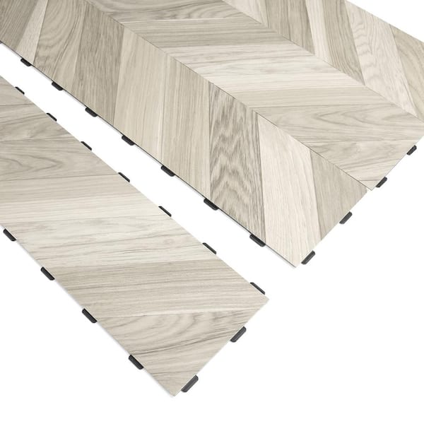 Art3d Herringbone Grayish Yellow 5 MIL 36 in. L x 6 in. W Waterproof Click Lock Luxury Vinyl Flooring Tile(27sq. ft./Box )