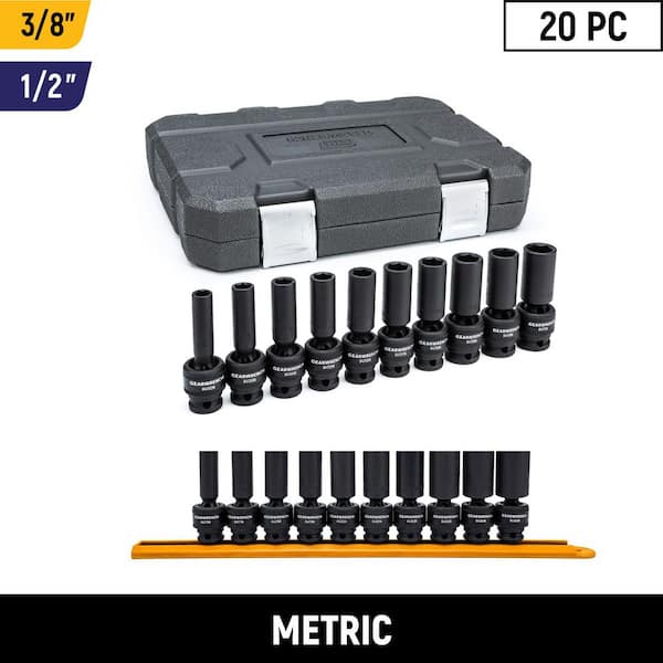 20-Piece Metric 3/8 in. and 1/2 in. Drive 6-Point Deep Universal Impact Socket Set