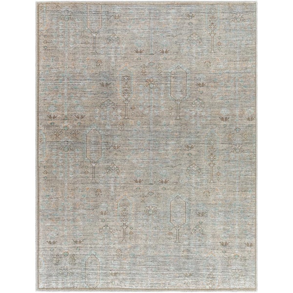 Livabliss Becki Owens Darling Taupe/Ice Blue Traditional Machine-Washable 5 ft. x 7 ft. Indoor Area Rug