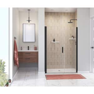 Manhattan 51 in. to 53 in. W x 68 in. H Pivot Shower Door with Clear Glass in Matte Black