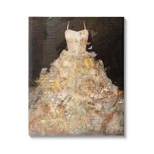 Detailed Evening Gown Dress Text Collage Butterflies By Marta Wiley Unframed Animal Art Print 48 in. x 36 in