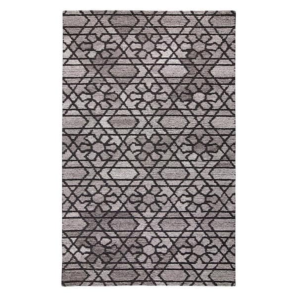 2 ft. x 8 ft. Black, Taupe Paisley Area Rug