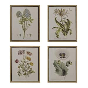 Anky 4-Piece Framed Art Print 21.84 in. x 17.84 in. Botanical Illustration Framed Canvas Wall Art Set