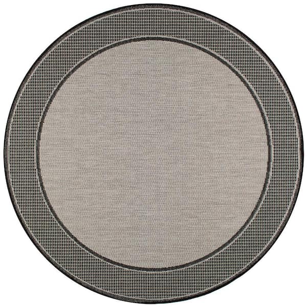 nuLOOM Gris Gray 5 ft. x 5 ft. Round Indoor/Outdoor Patio Area Rug