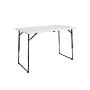 4 ft. L White Plastic top Fold in half banquet table