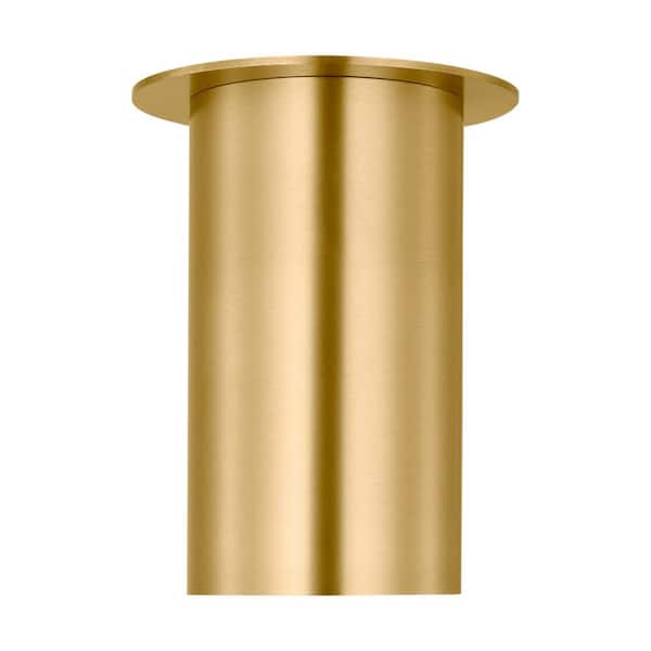 SCOTT LIVING Archer 5.5 in. 1-Light Satin Brass Small Flush Mount with Steel Shade and No Bulbs Included