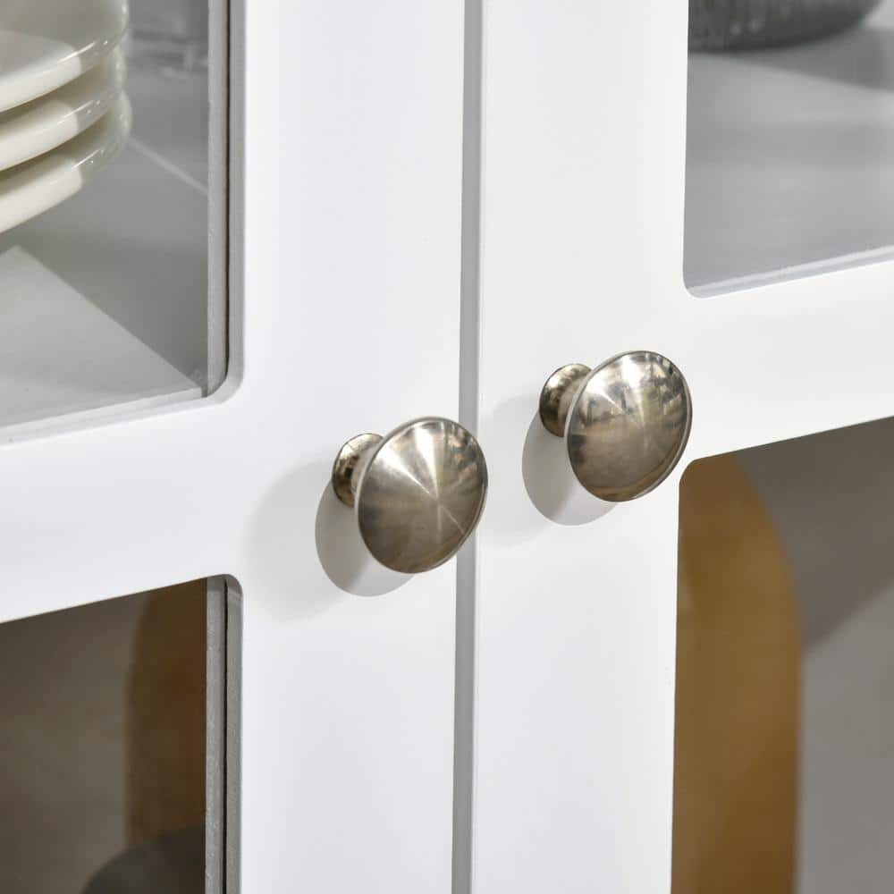 Classic White Tempered Glass Buffet Sideboard with Adjustable Shelf