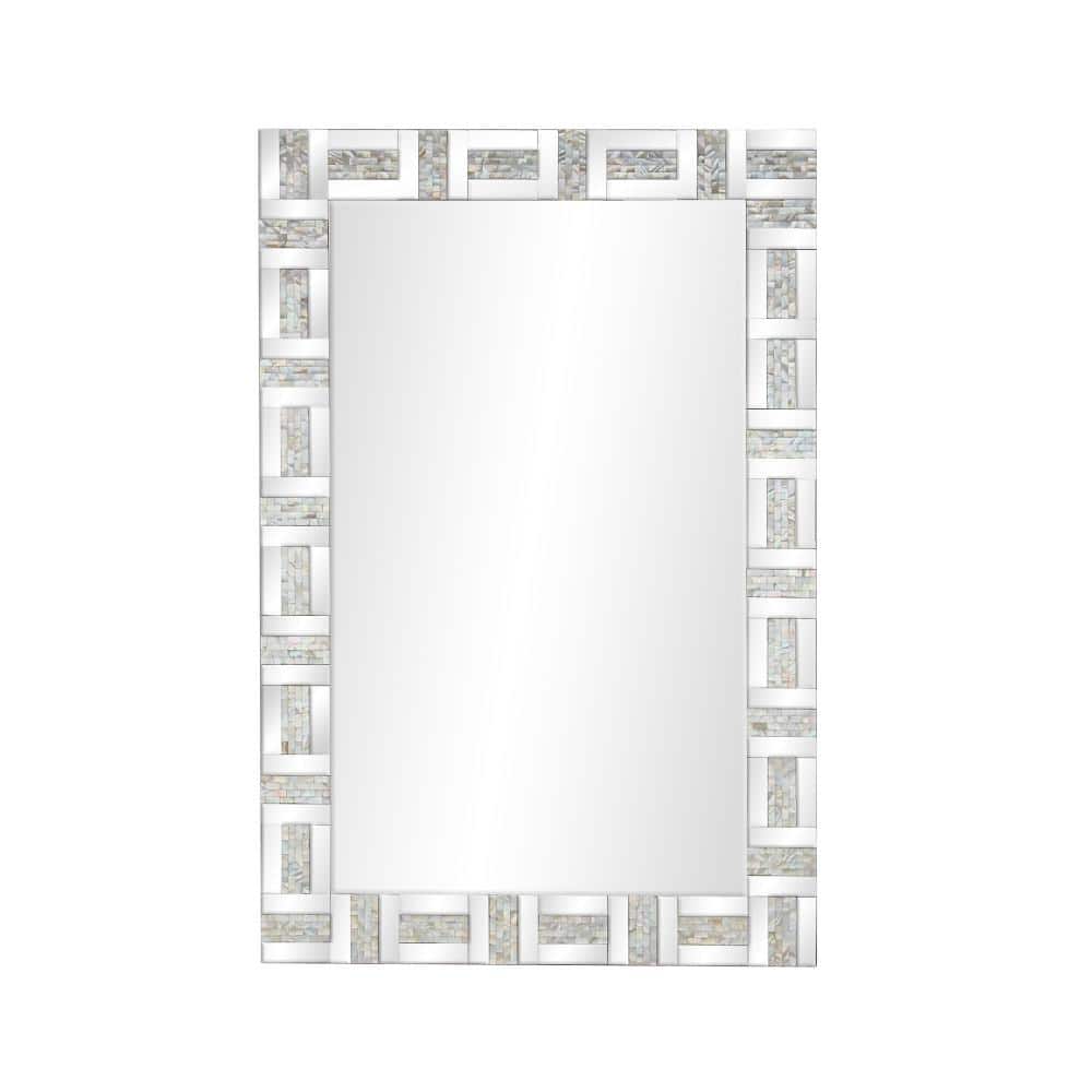 Litton Lane 47 in. x 32 in. Geometric Rectangle Framed Silver Wall ...