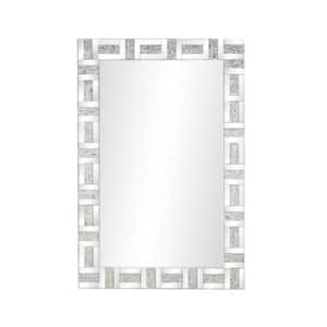 47 in. x 32 in. Geometric Rectangle Framed Silver Wall Mirror