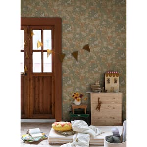 Yellow Bygga Bo Butter Woodland Village Paper Non-Pasted Non-Woven Matte Wallpaper