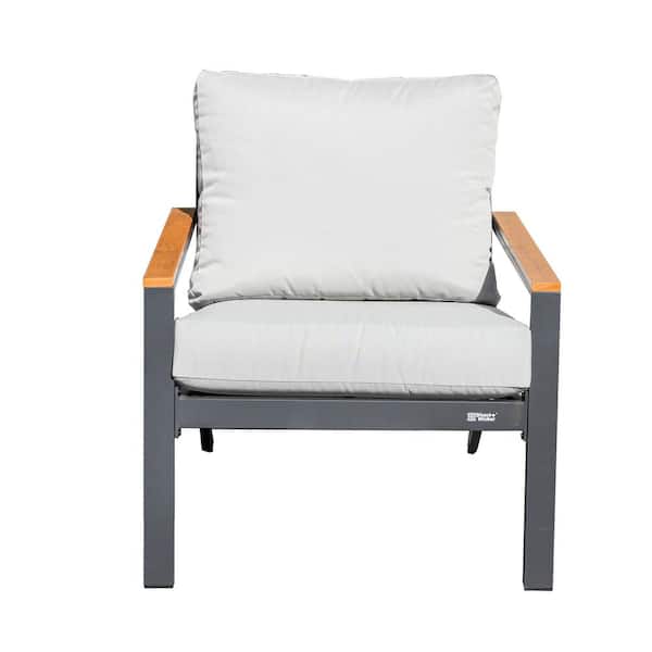 Rae 27.1 in. x 34.2 in. x 28.3 in. 2-Piece Aluminum Outdoor Patio Chaise Lounge with Gray Cushions