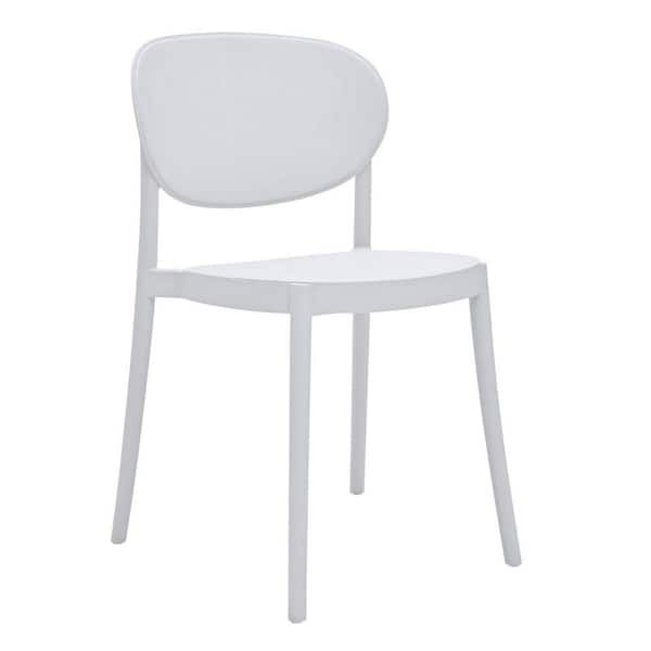 Benjara White Side Dining Chair with Armless Indoor Outdoor (Set of 4)
