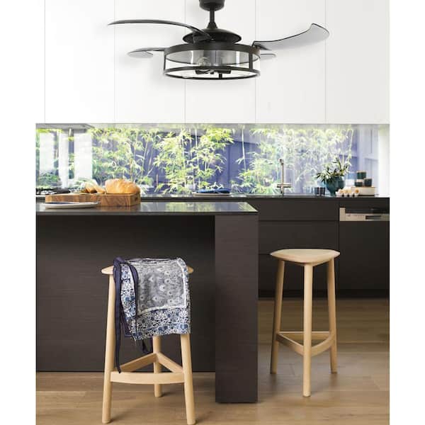 Classic Antique Black and Smoke Retractable 4-Blade 48 in. 3-Light AC Ceiling Fan
