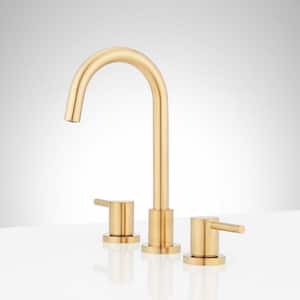 Lexia 8 in. Widespread Double Handle Bathroom Faucet in Brushed Gold