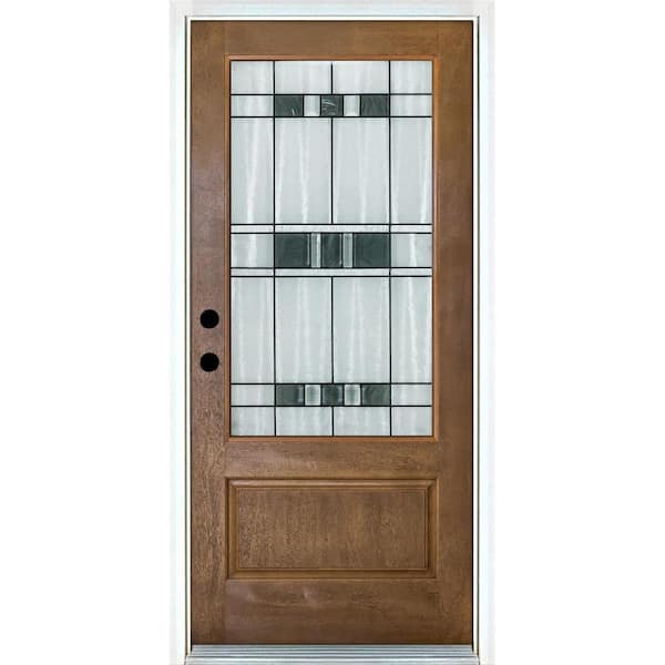 Mp Doors 36 In X 80 Savana Medium Oak Right Hand Inswing 3 4 Lite Decorative Fiberglass Prehung Front Door N3068r27svk24 - Home Depot Decorative Doors