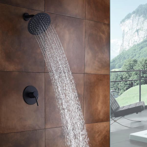 Modern Single-Handle 1-Spray Shower Faucet 1.8 GPM with Corrosion Resistant in Matte Black