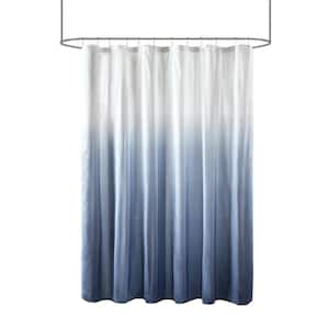 Loire Blue 72 in. x 72 in. Ombre Printed Seersucker Shower Curtain