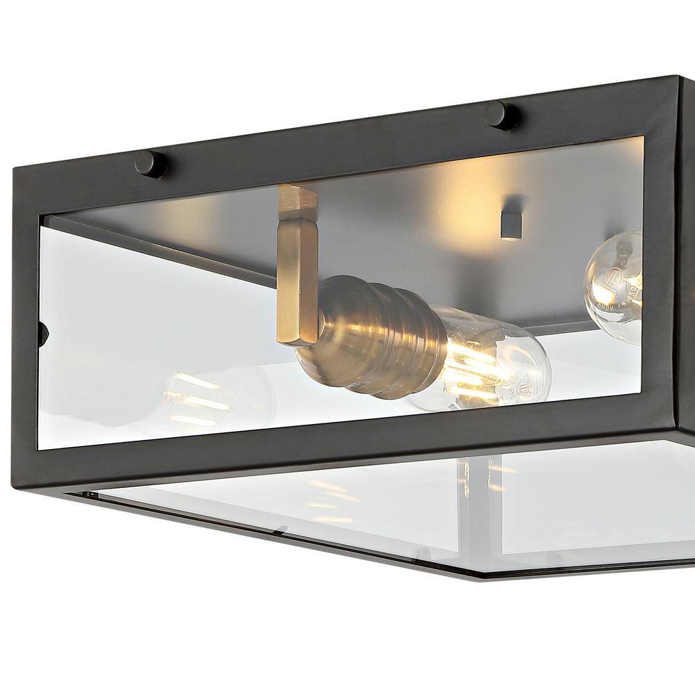 Farmhouse 12" Square LED Flush Mount in Oil Rubbed Bronze with Glass Shade