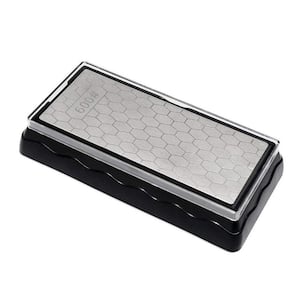 7 in. 600/1200-Grit Diamond Whetstone with Double-Sided Honeycomb Non-Slip Base for Kitchen Outdoor Tools