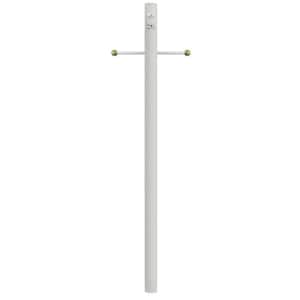10 ft. White Outdoor Direct Burial Lamp Post with Cross Arm and Grounded Convenience Outlet fits 3 in. Post Top Fixtures