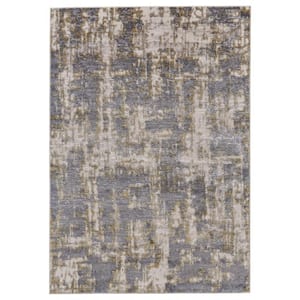Gray and Gold 2 ft. x 3 ft. Abstract Area Rug