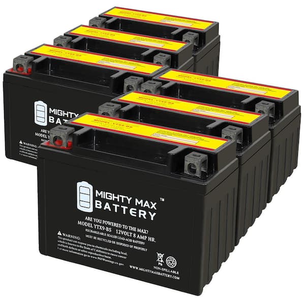 MIGHTY MAX BATTERY YTX9-BS 12V 8AH Replacement Battery compatible with Honda TRX250 Fourtrax Sportrax ATV-6 Pack