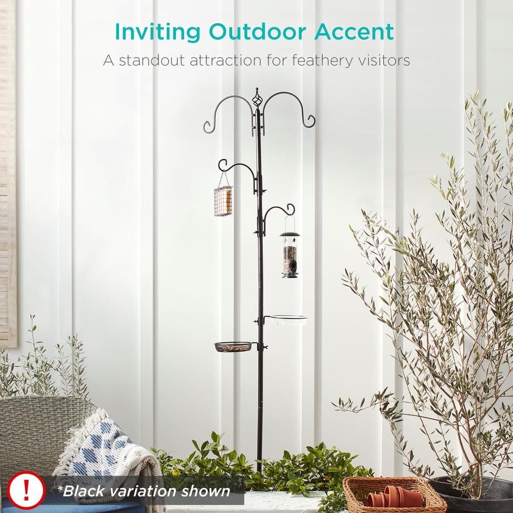 Bronze 91in Multi-Feeder Bird Feeding Station with Suet and Tube Feeders