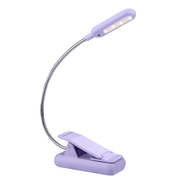 Classic Clip-On 3.7 Volt 50 Lumen Integrated LED Reading Clamp Work Light Battery Operated 3.94 in. Tool Only in Purple
