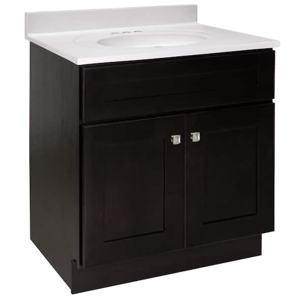 Design House Brookings Vanity in Espresso with Solid White Cultured Marble Top, Fully AssembLED, 31 in.