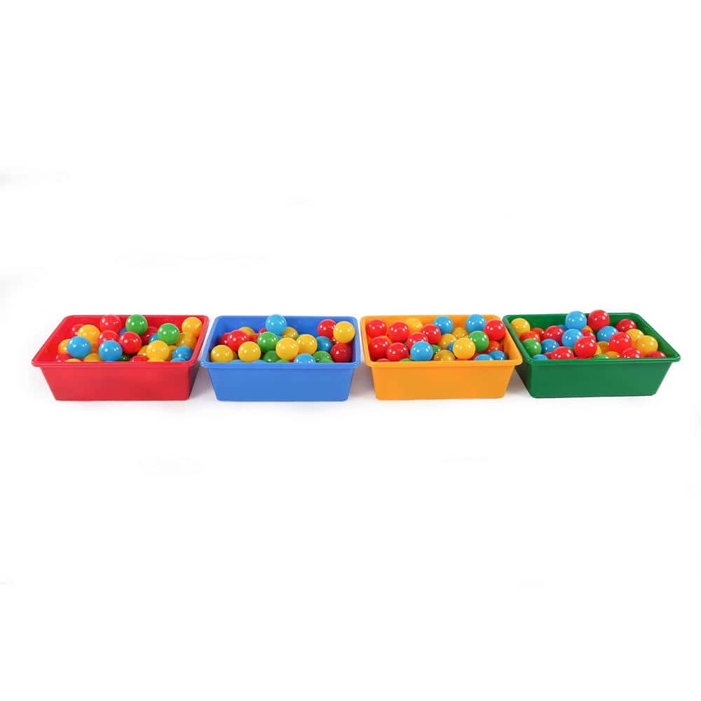 Large Primary Color Plastic Stackable Storage Bins, Set of 4