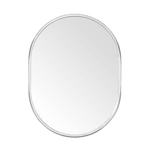 Emmeline 24 in. W x 32 in. H Oval Framed Wall Bathroom Vanity Mirror in Chrome