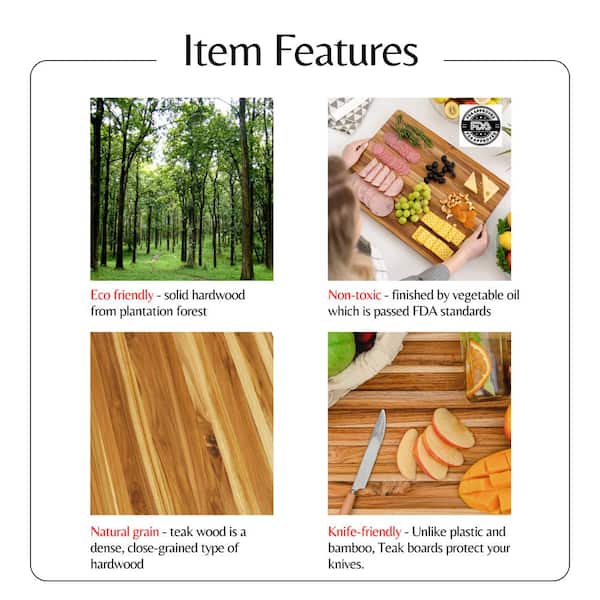 Premium Large Acacia Wood Cutting Board for Kitchen. 1.5in Extra Thick  Chopping Board with Juice Groove. Non slip Reversible Butcher Block  Countertop