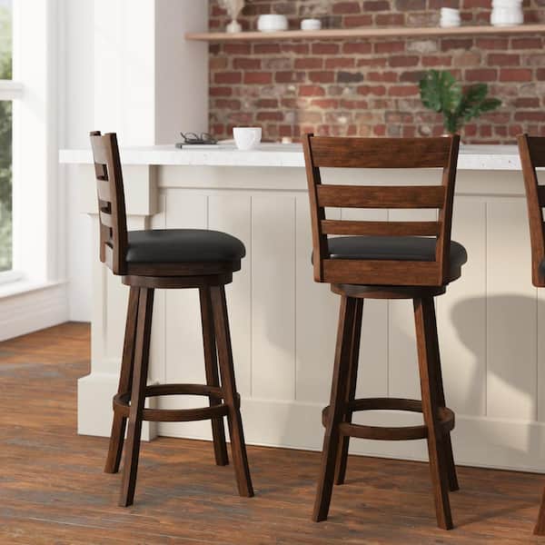 TAYLOR LOGAN Antique Oak/Black Full Wood Bar Stool with