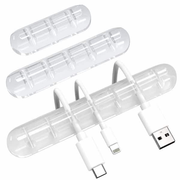 Clear Silicone Cable Organizer Clips 3 Pack with 7, 5 and 3 Slots, Adhesive Cord Holder for Desk, Car