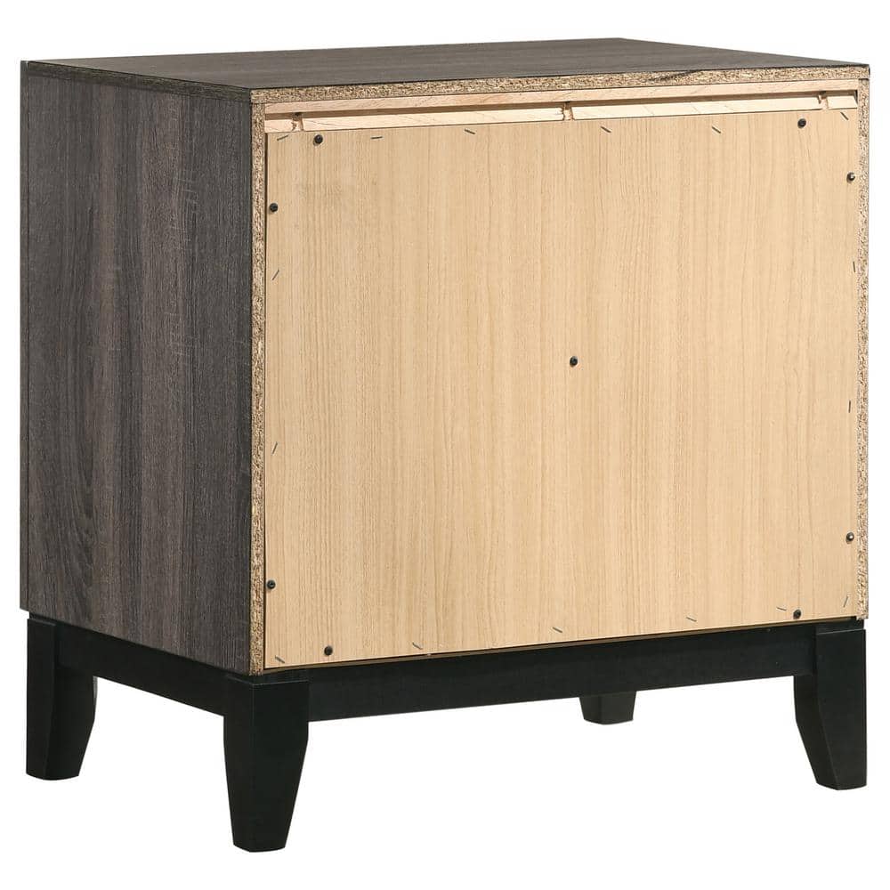 Watson 24" Gray Oak and Black 2-Drawer Nightstand