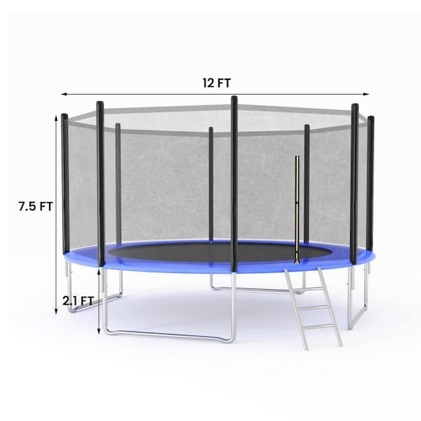 produceren Perfect opschorten Trampoline - 12 ft. Recreational for Kids Family Outdoor Trampoline with  Safety Enclosure Net MS00KN210913001 - The Home Depot
