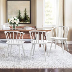 Winson White Solid Wood Talia Dining Chair Windsor Back Farmhouse Spindle Dining Chair Side Chair Set of 3