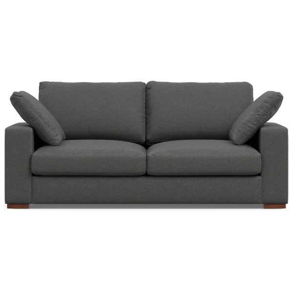 Simpli Home Charlie 78-inch Straight Arm Tightly Woven Performance Fabric Rectangle Sofa in. Pebble Grey