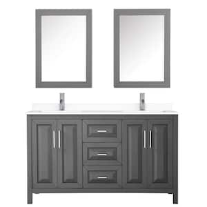 Daria 60 in. W x 22 in. D Double Vanity in Dark Gray with Cultured Marble Vanity Top in White with Basins and Med Cabs