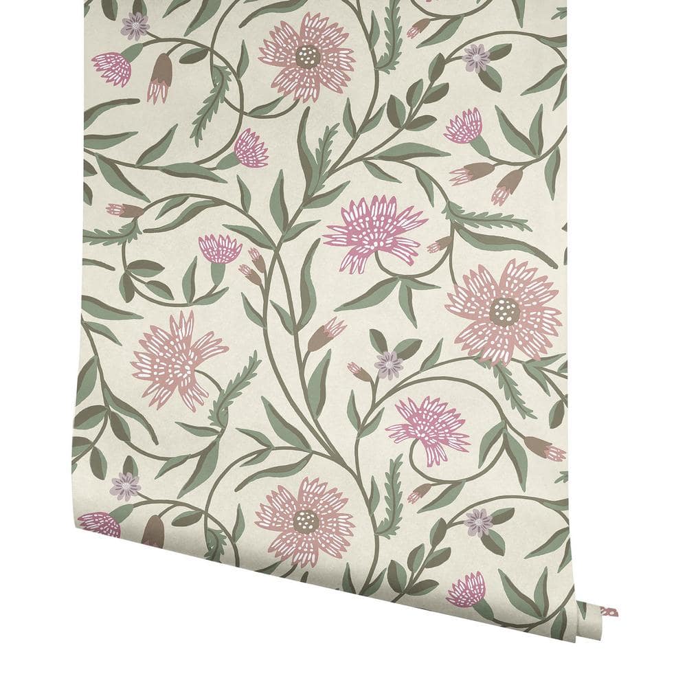Aster Rose Non-Pasted Washable Floral Wallpaper
