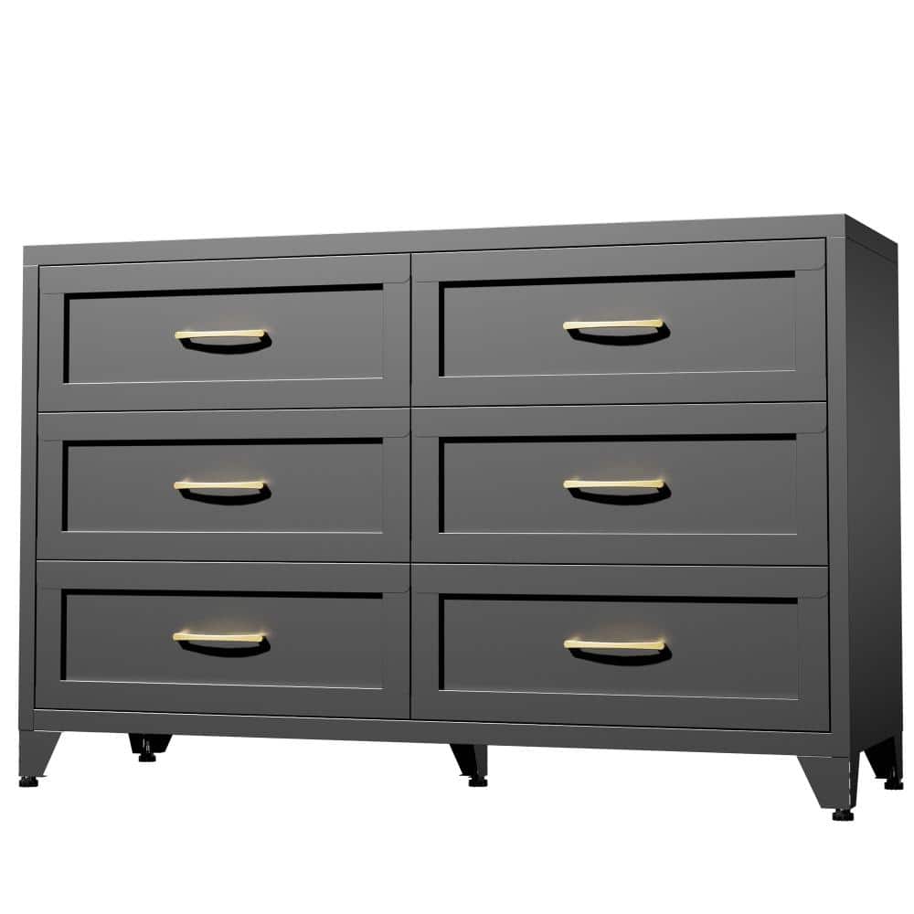 6-Drawer Black Metal Dresser, Low-Profile Chest with Smooth-Glide Drawers, Space-Saving Storage price history on PriceWatchPro