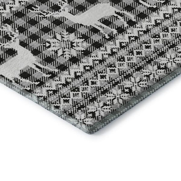 Mayfield Premium Machine Washable Abstract AMF1820 Gray 3 ft. x 5 ft. Area Rug